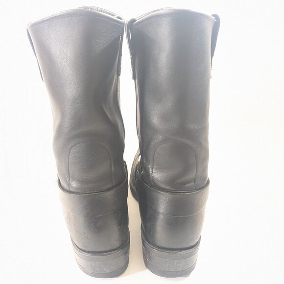 Men\'s Black Leather Square Toe Motorcycle boots Size 14 main image 8